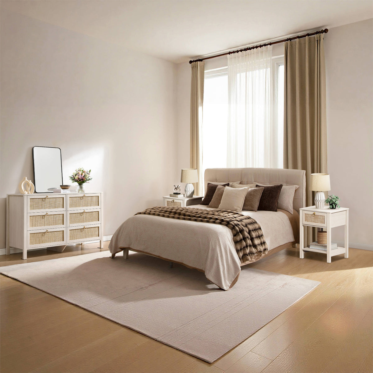 Terra 6 Drawers Dresser and 1 Drawer Nightstands Set