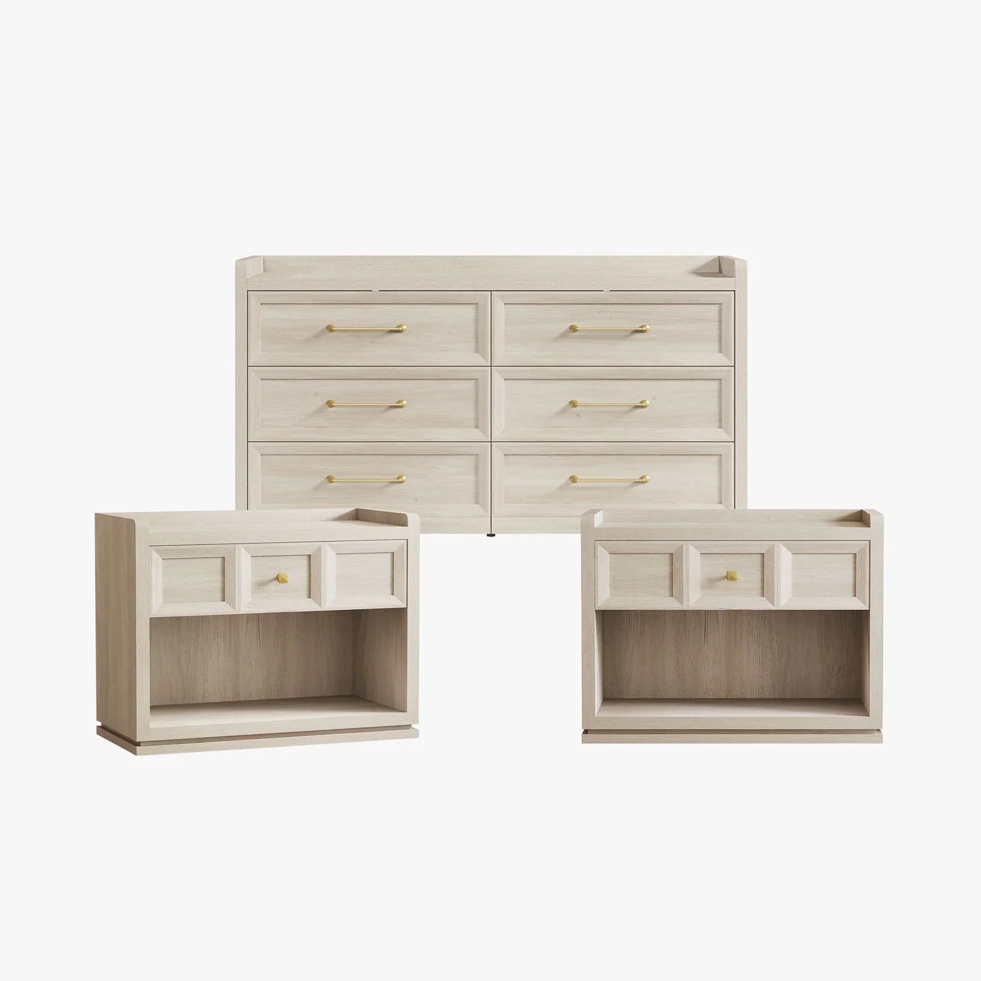 Helio 6-Drawer Dresser and Large Nightstands Set