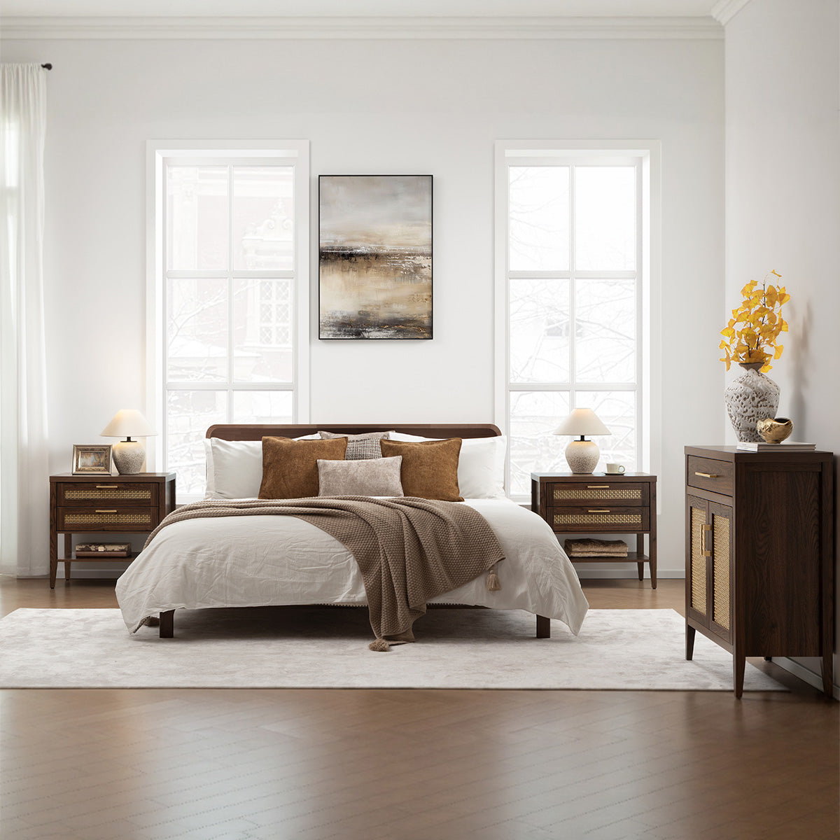 Andy Sideboard and 2-Drawers Nightstand Set