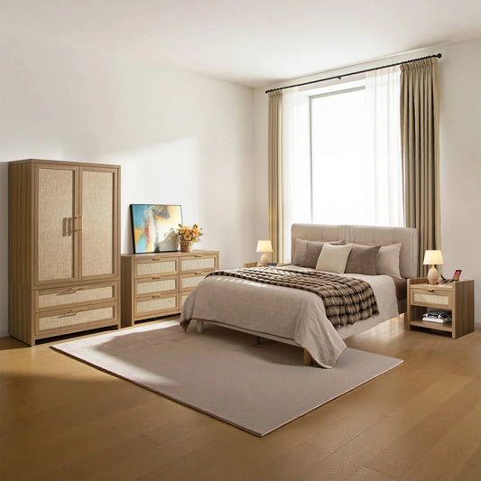 Savanna Dresser, Wardrobe and Nightstands with Charging Bedroom Set