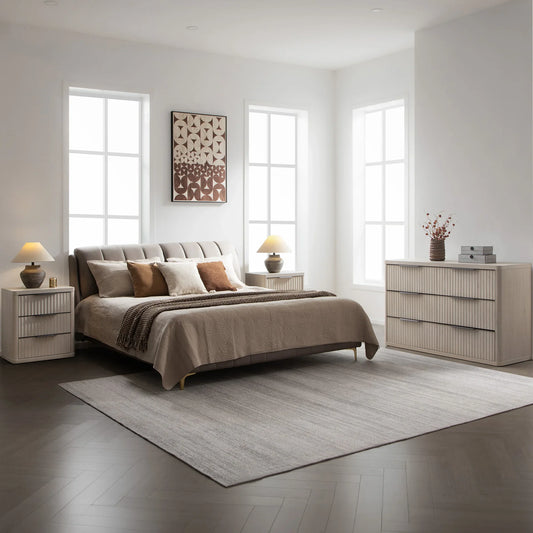 Cas 6 Drawers Dresser and 3 Drawers Nightstands Set for Bedroom