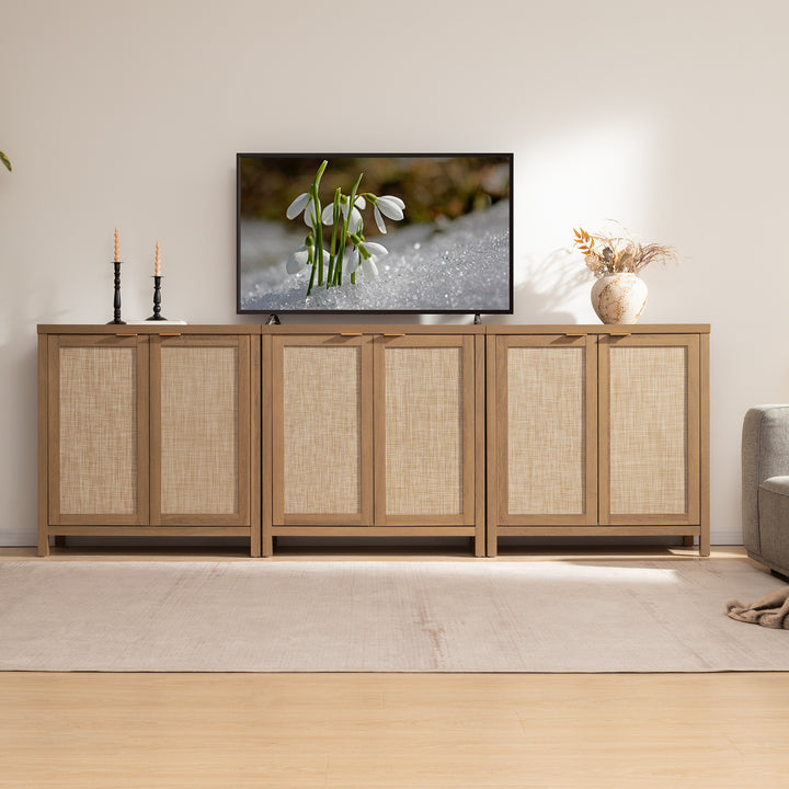 Savanna TV Console with Doors - Set of 2 - Reclaimed Caramel Oak