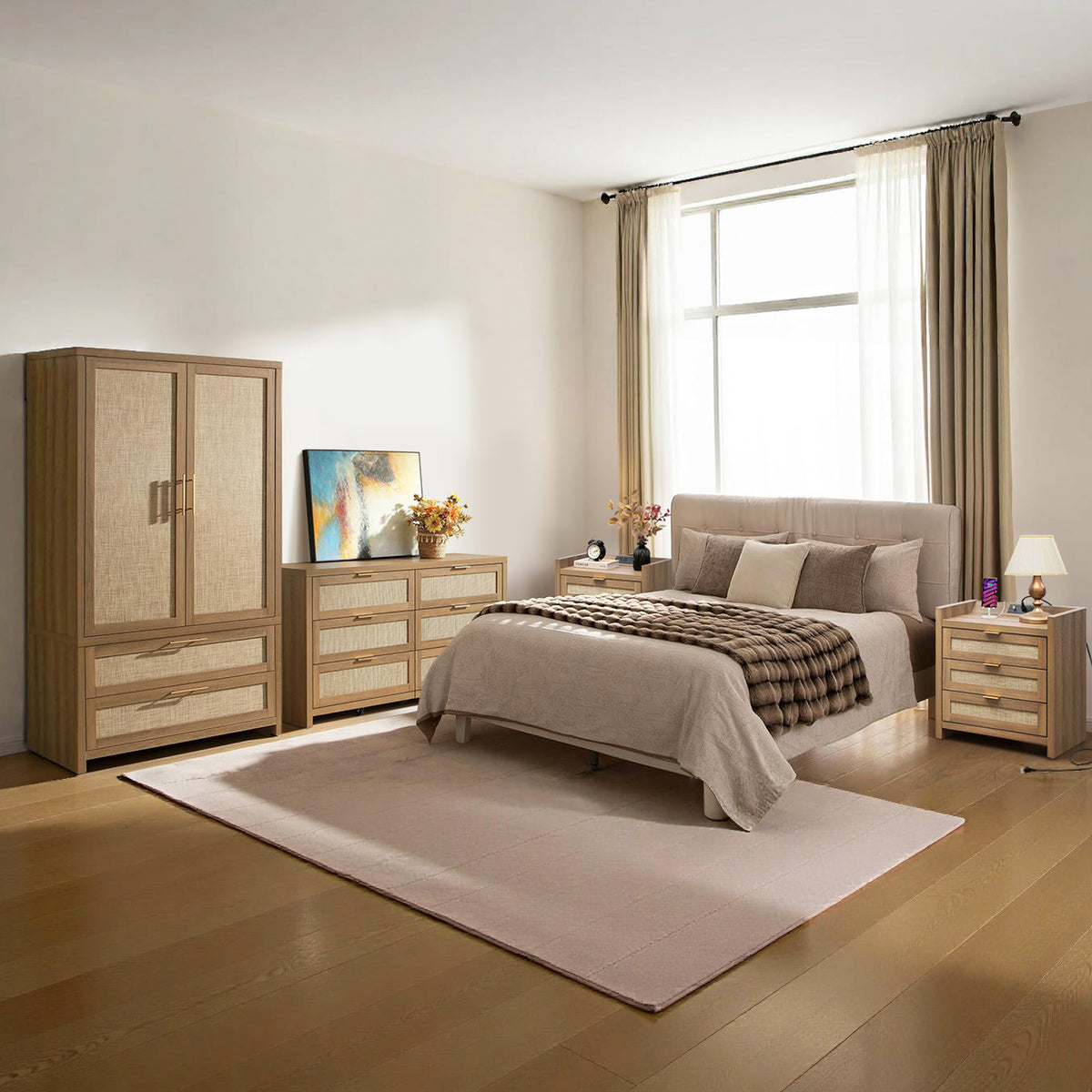 Savanna 6-Drawer Dresser, Wardrobe and 2-Drawer Nightstand Set