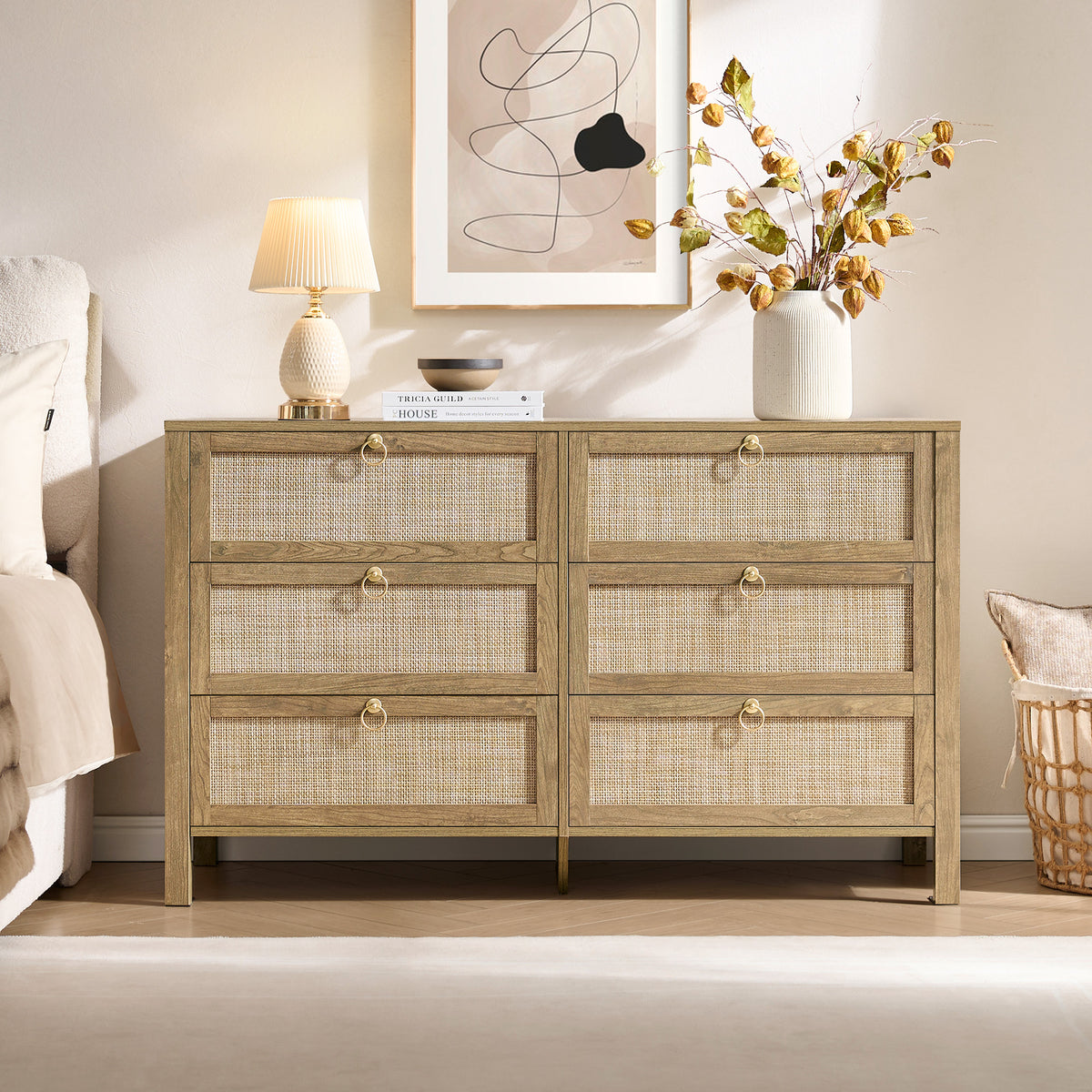 Terra 6-Drawer Dresser, Golden Handle