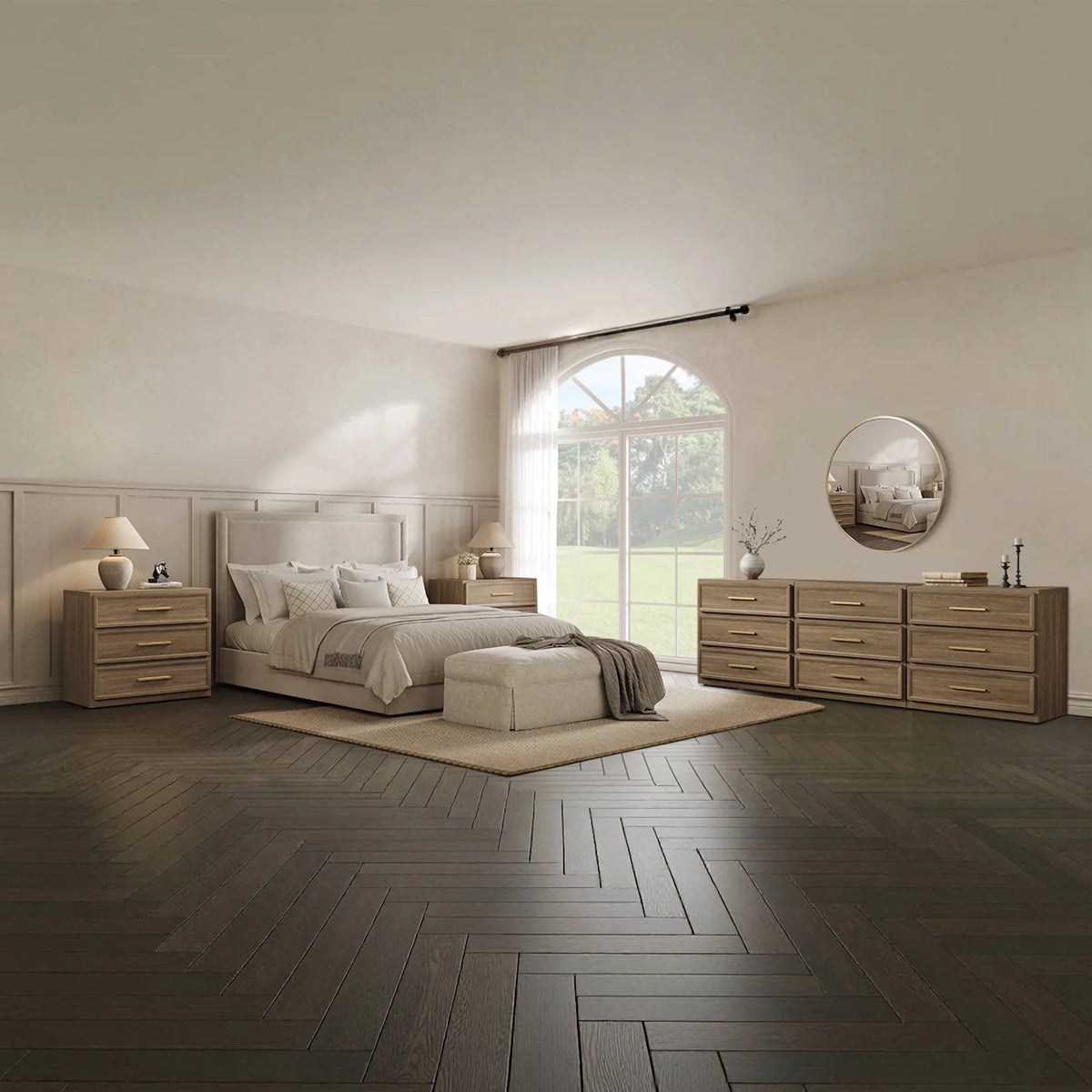 Crescent Modular Dresser and Nightstands Set, 26.6-Inch Tall