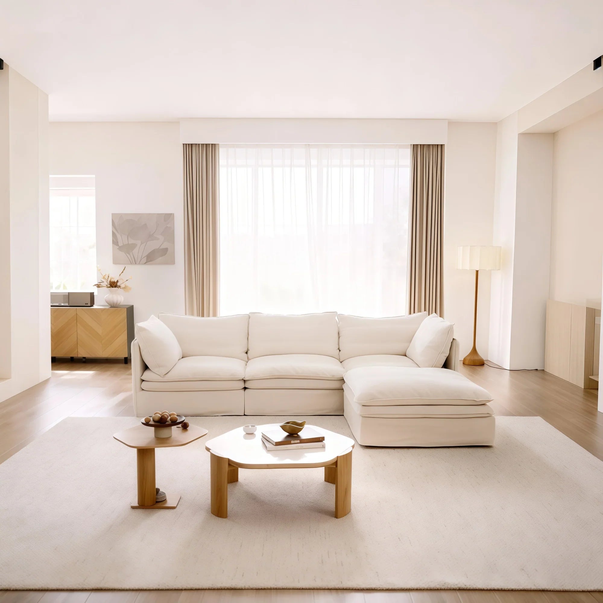 Eira L-Shape Sofa of 3 Seaters with Ottoman