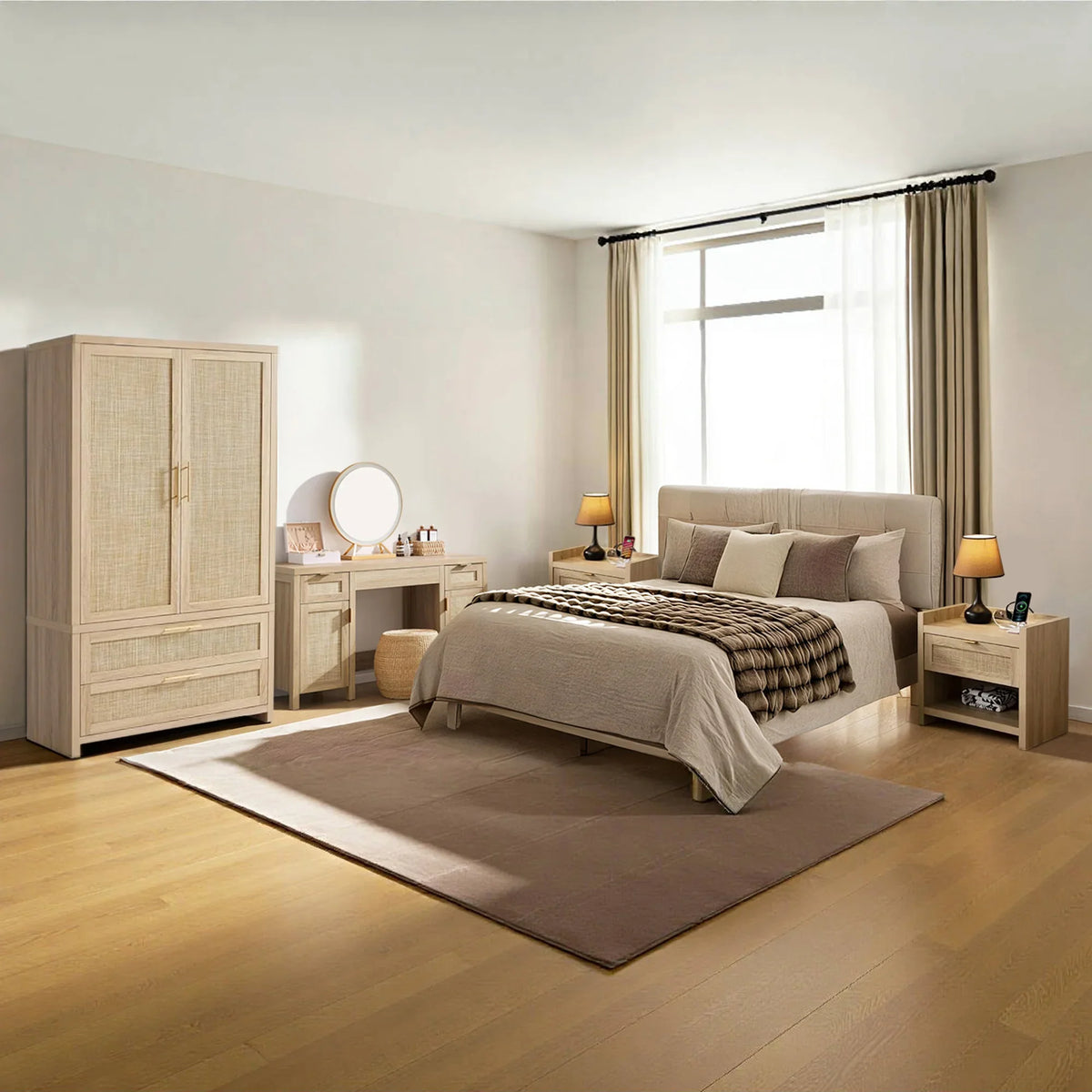 Savanna Makeup Vanity, Wardrobe and Nightstands Set