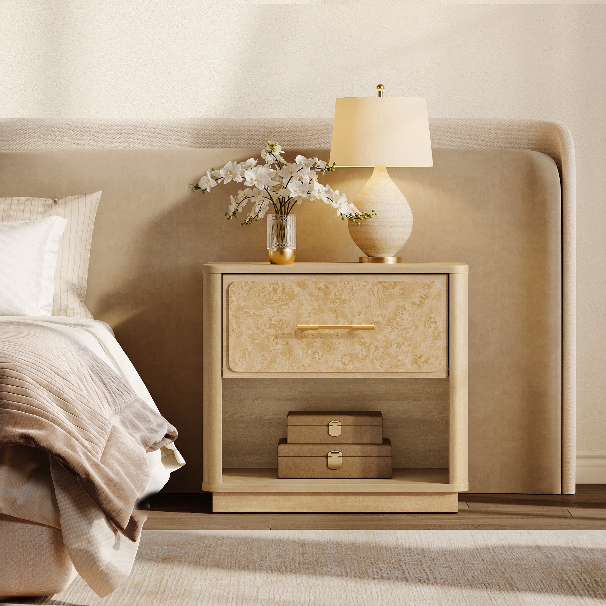 Burluxe 24.8'' Wide Night Table with Storage