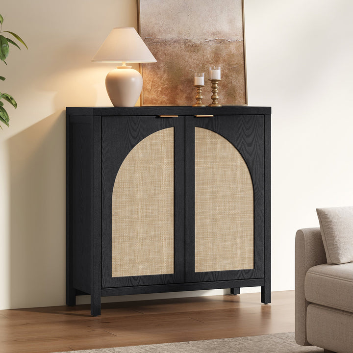 Savanna Cabinet with Arched Doors - 2 Pieces - Black Oak