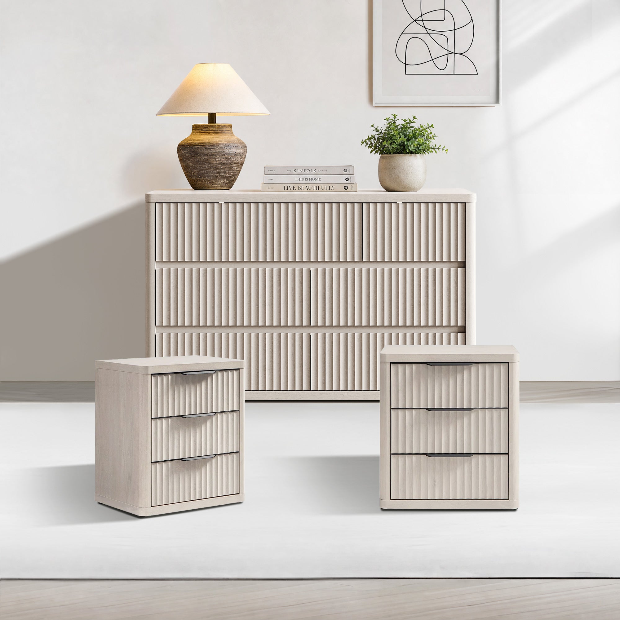 Cas 7-Drawer Dresser and 3-Drawer Nightstands Set