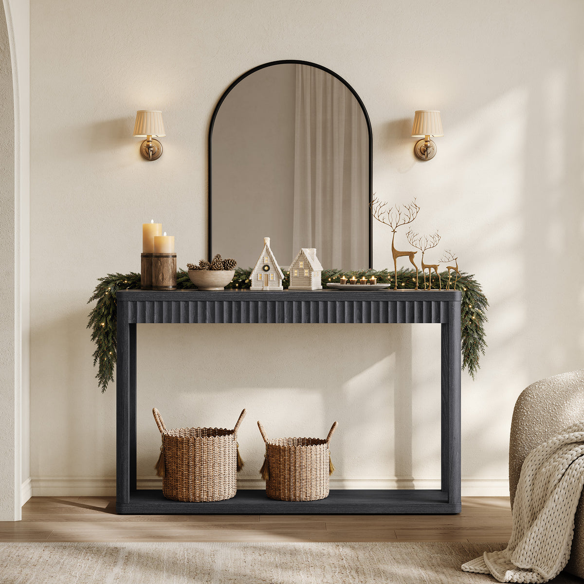 Cas Console Table Entryway, Fluted Design
