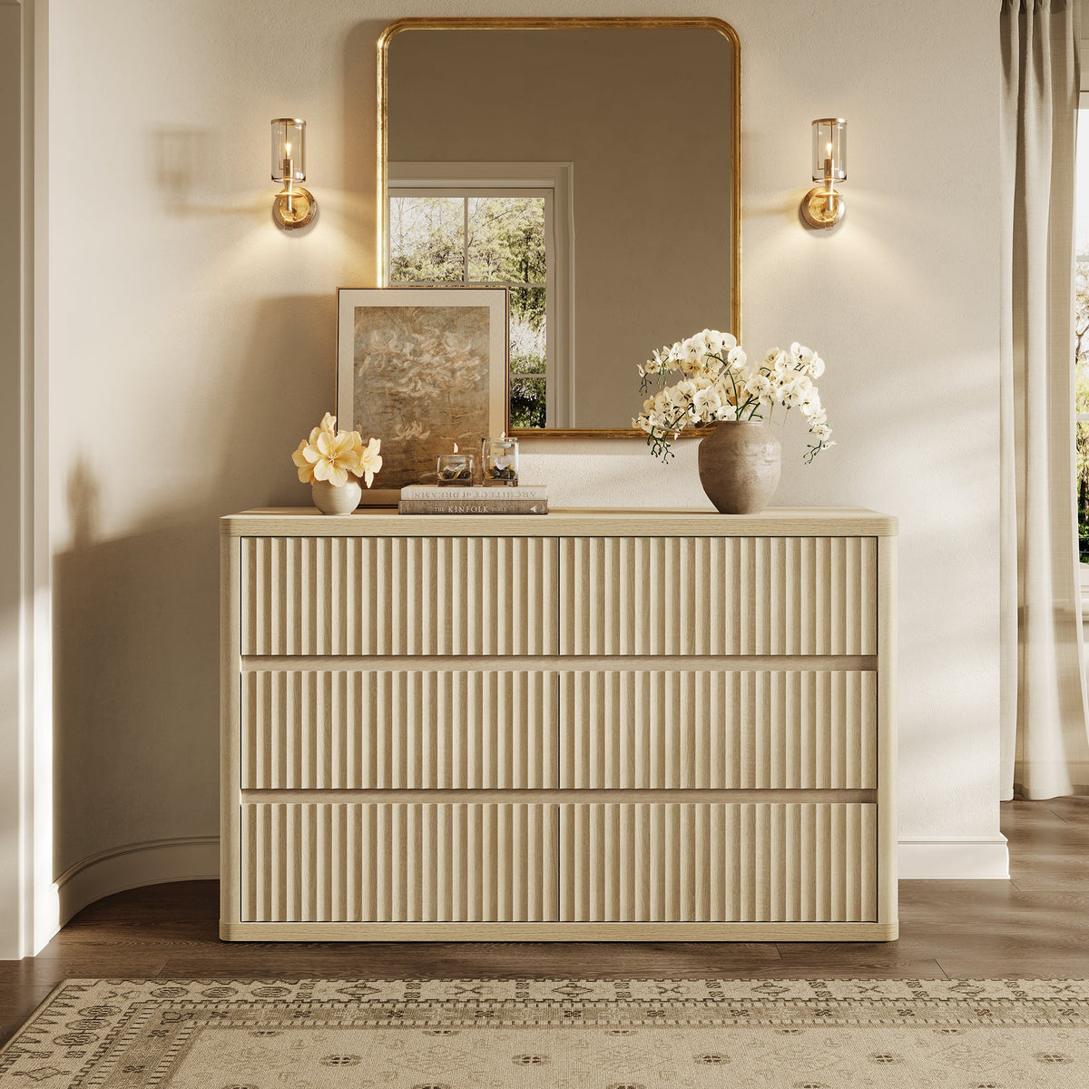 Cas 53.5'' Wide Chest of 6 Drawers for Bedroom, 2 Pieces