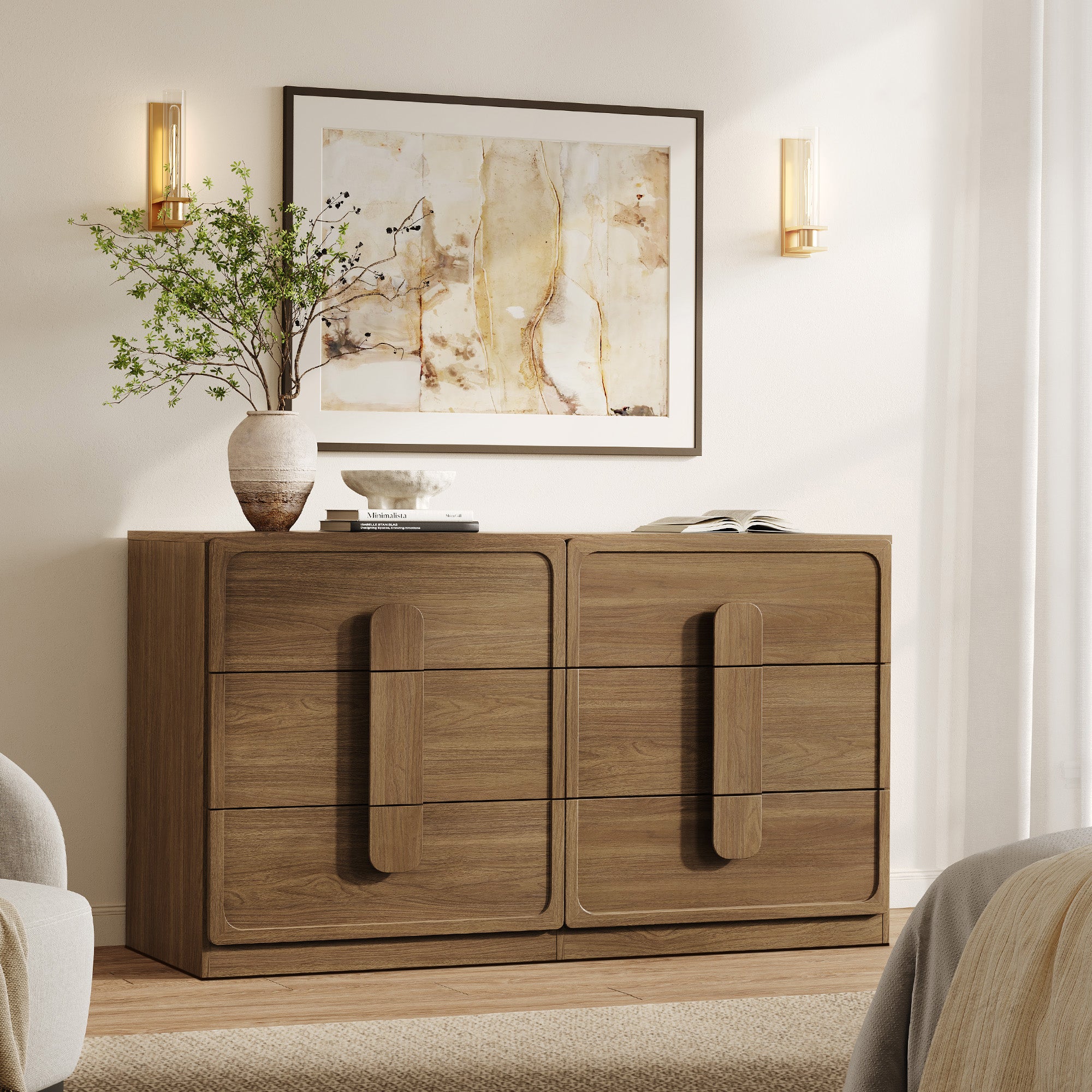 Arcus 6 Drawers Dresser with Arched Handles