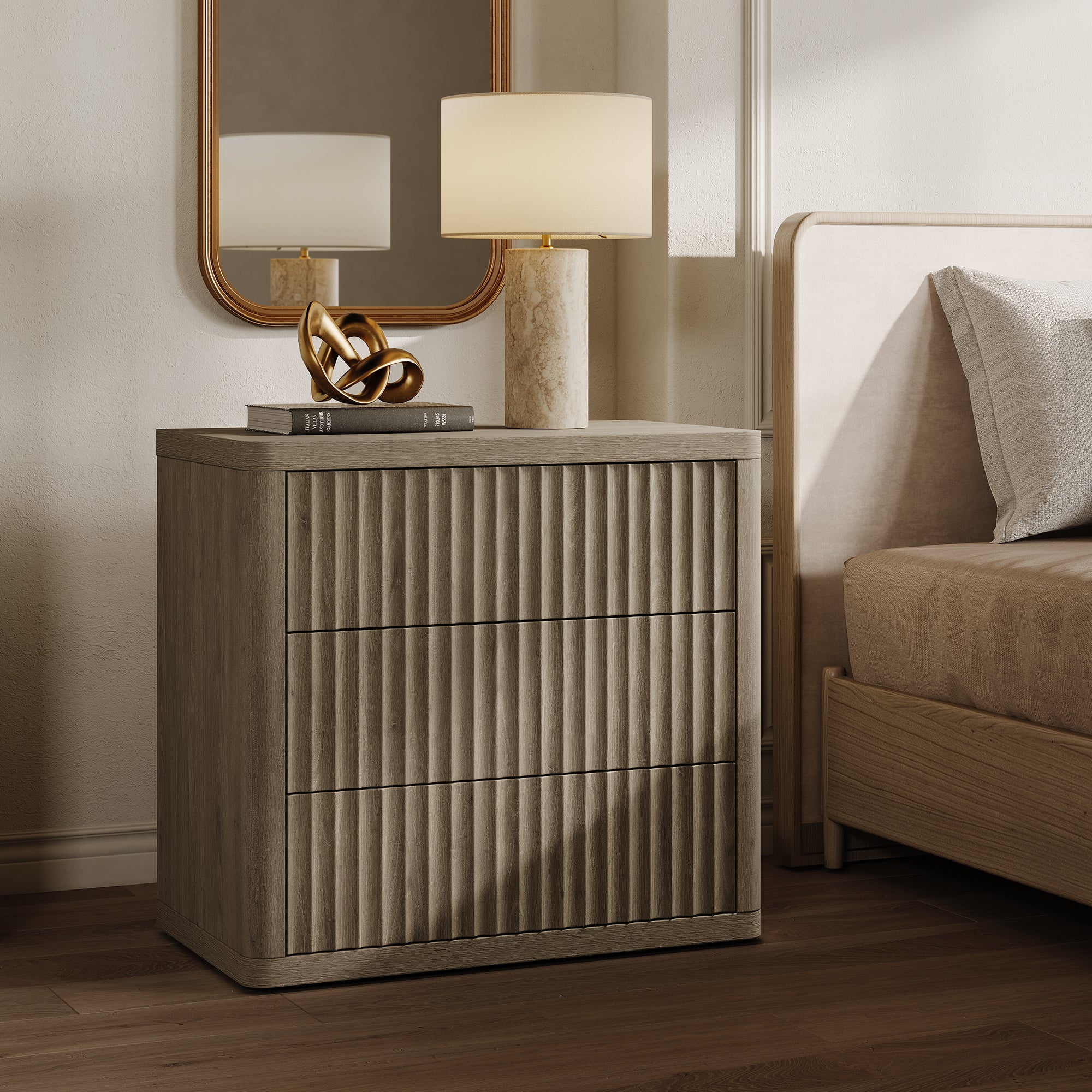 Cas 3-Drawer Nightstand, 27 Inches Wide