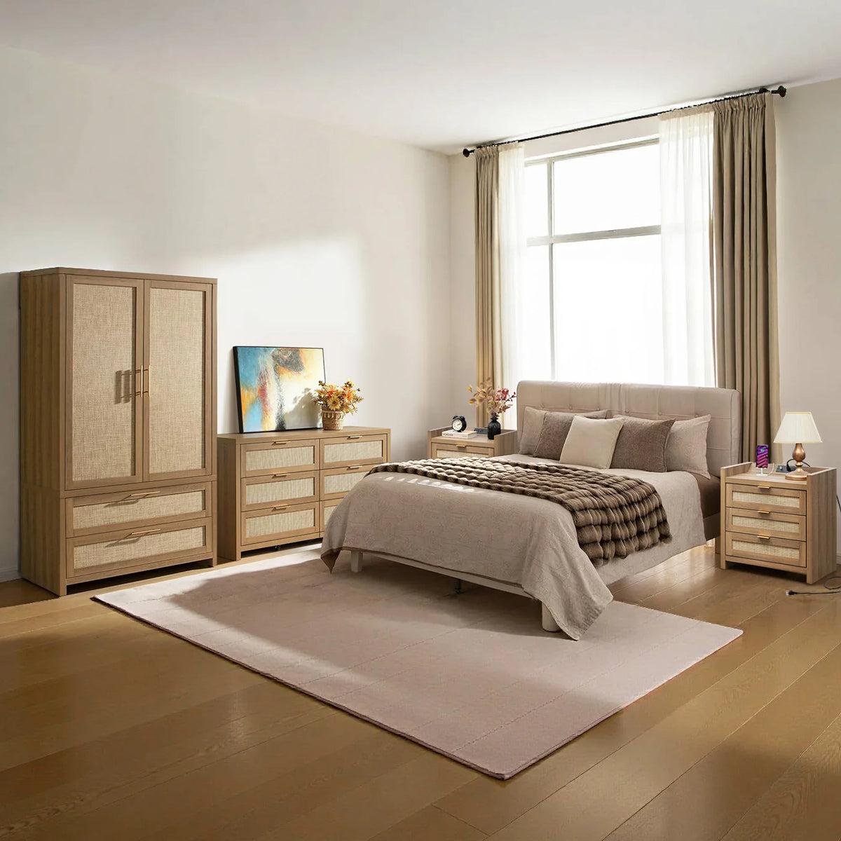 Savanna 6-Drawer Dresser, Wardrobe and 3-Drawer Nightstand Set