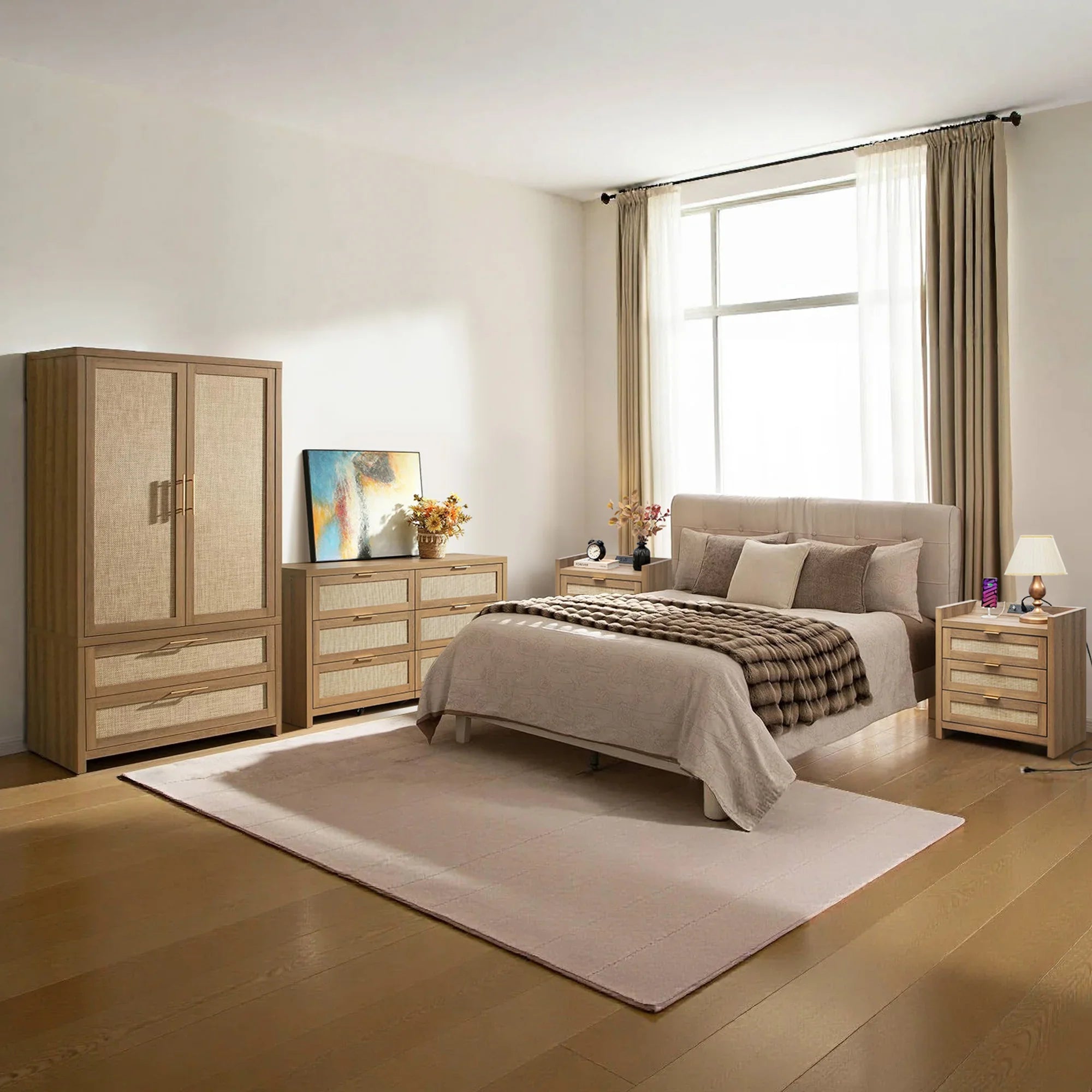 Savanna 6-Drawer Dresser, Wardrobe and 3-Drawer Nightstand Set