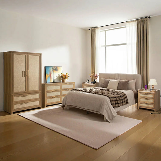 Savanna 6-Drawer Dresser, Wardrobe and 3-Drawer Nightstand Set