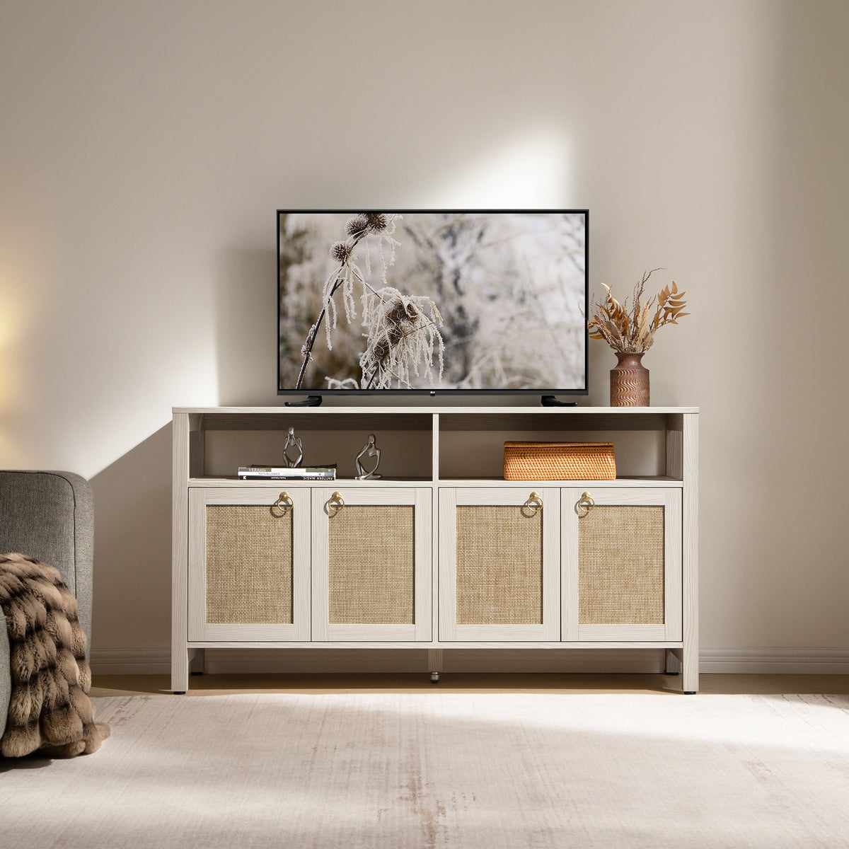 Terra White TV Stand for 65 Inch TV