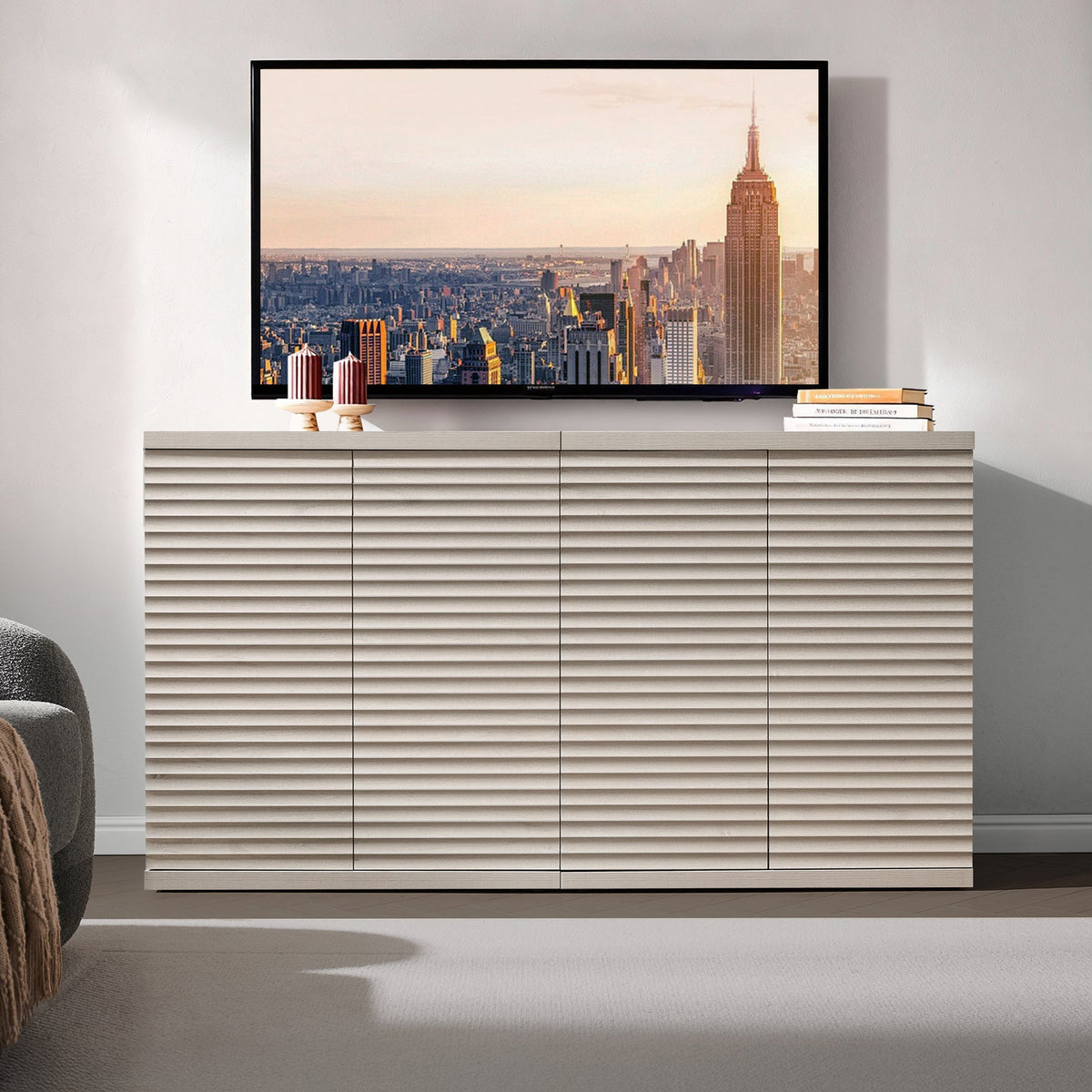 Stria TV Stand with 2 Doors, Set of 2