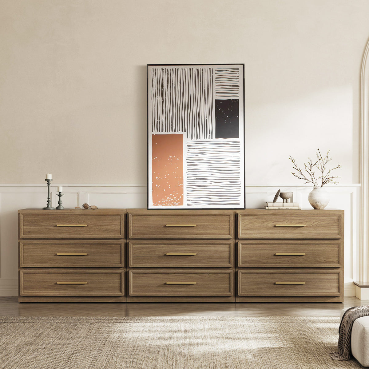 Crescent Modular Dresser with 9 Drawers, Walnut