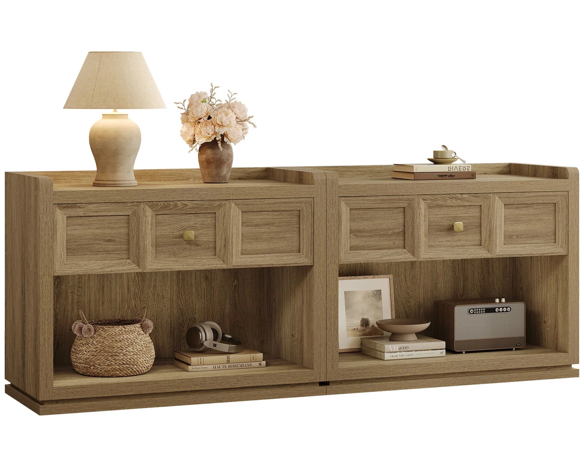 Helio 6-Drawer Dresser and Nightstands Set For Living Room