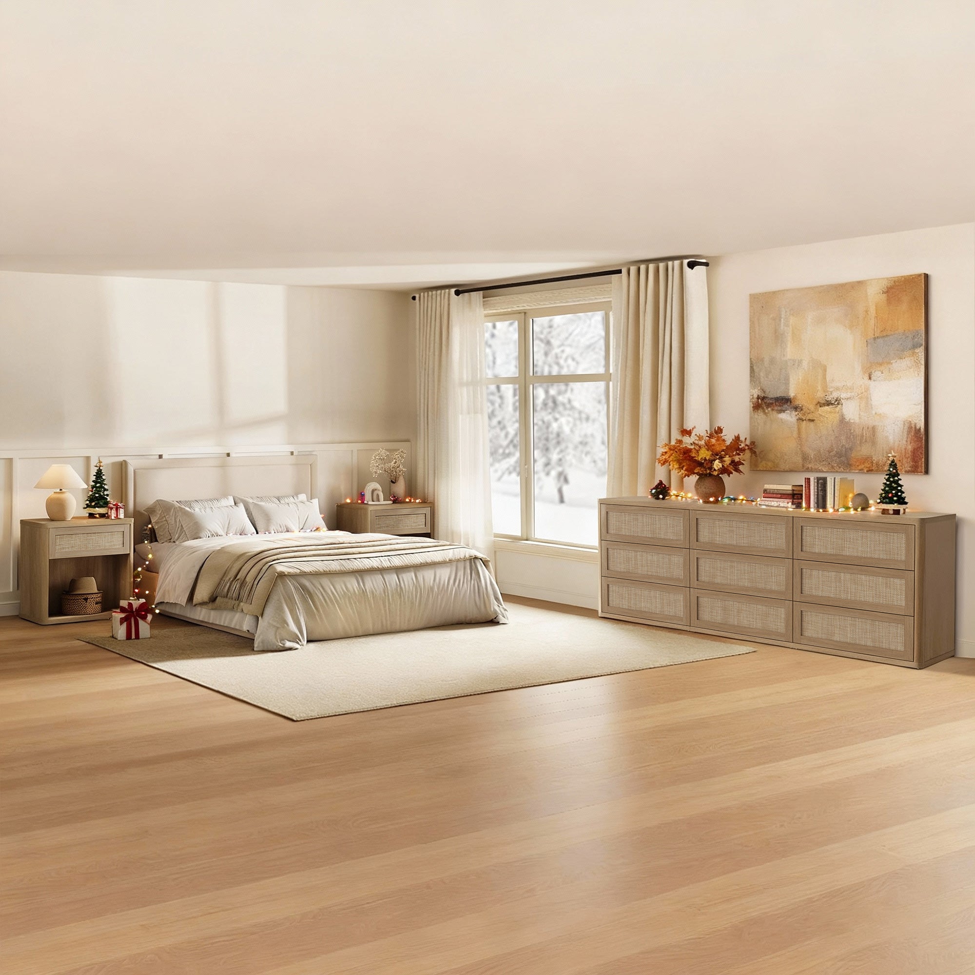 Zura Large-Size Bedroom Sets, Rattan Style