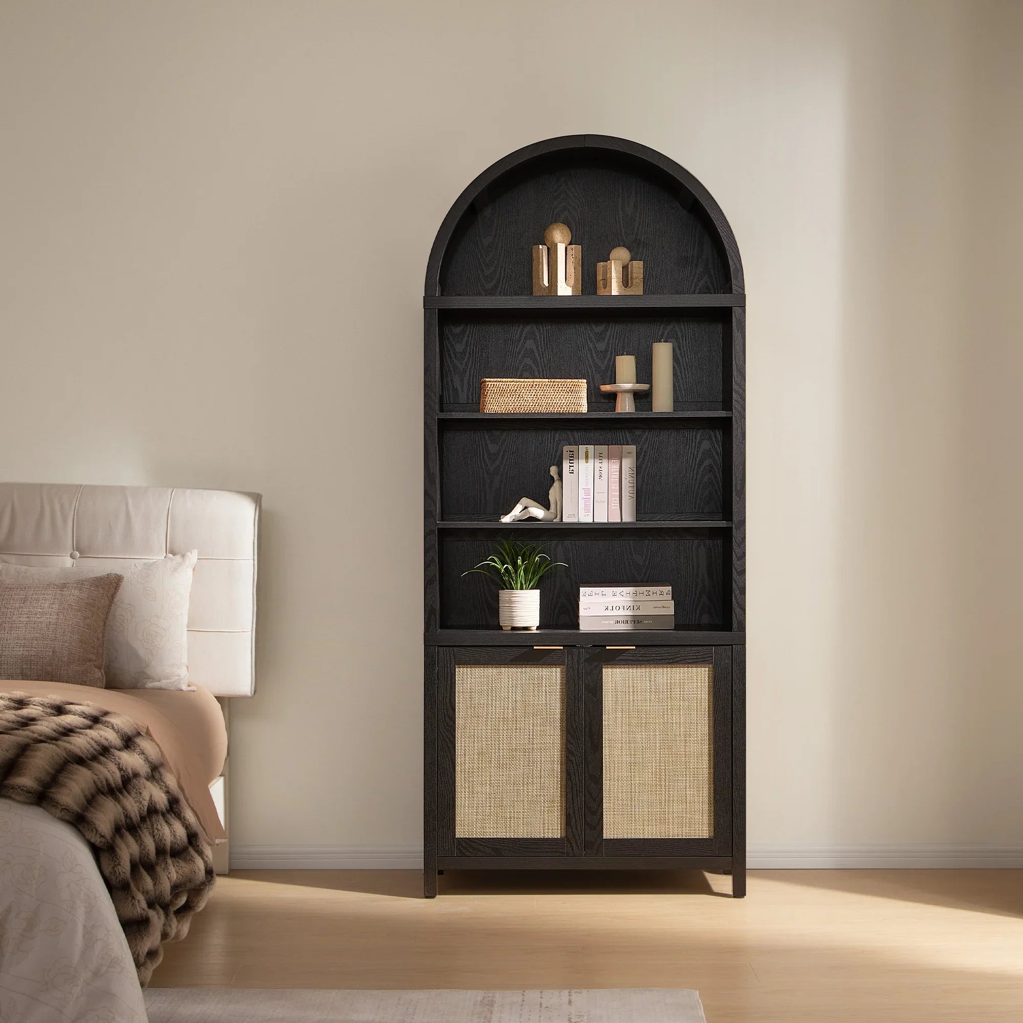 Savanna Arched Bookcase with Storage