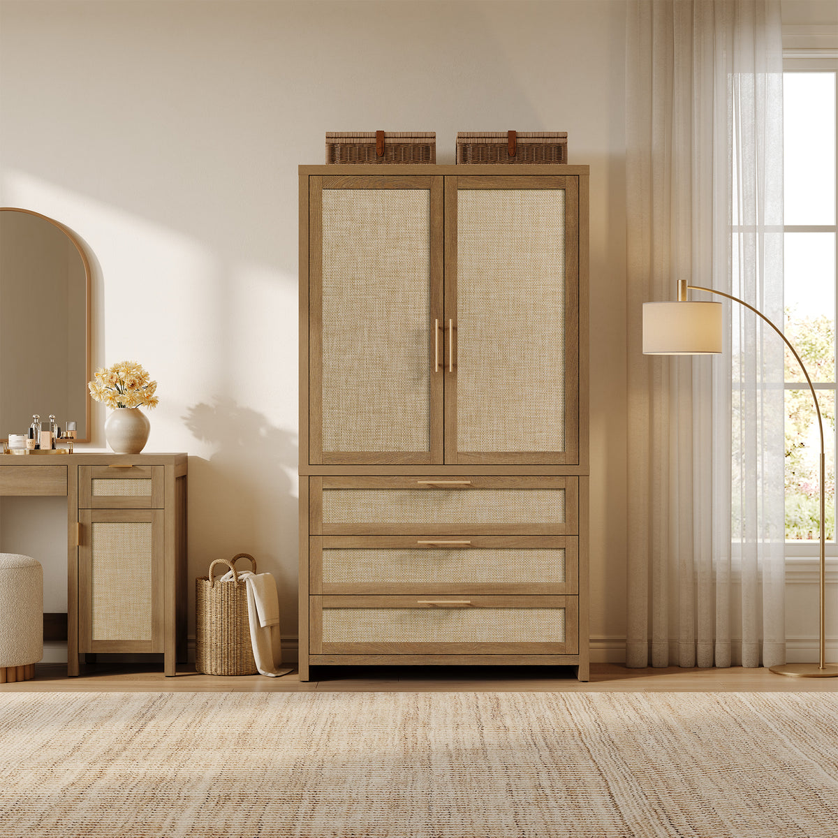 Savanna Bedroom Wardrobe with 2-Door and 3-Drawer