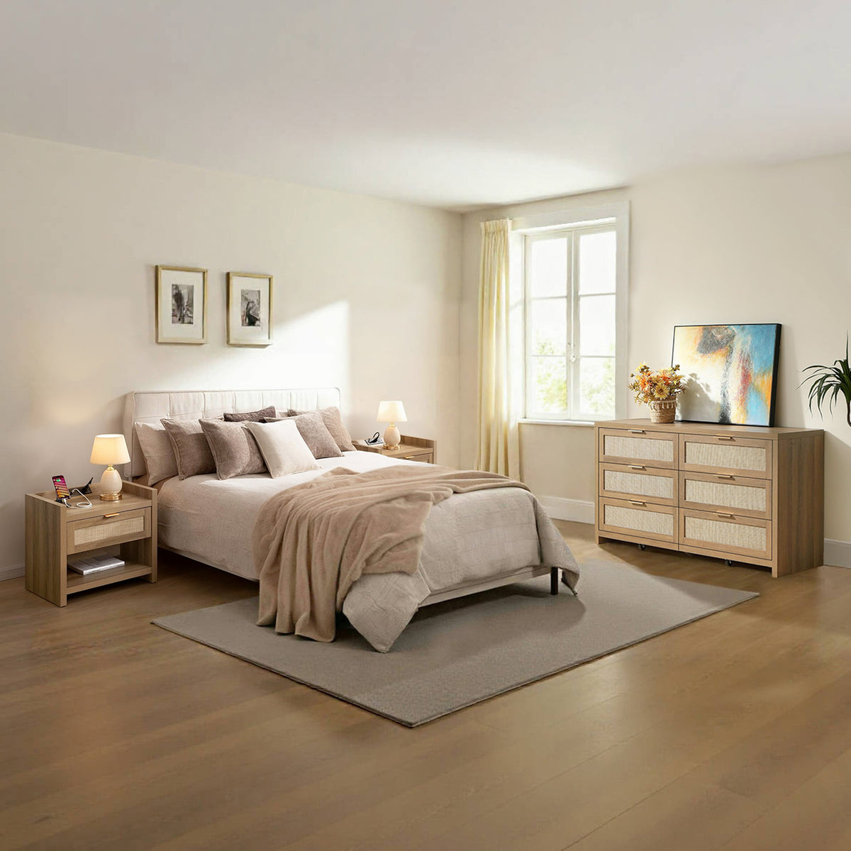 Savanna Nightstand and 6-Drawers Dresser Set