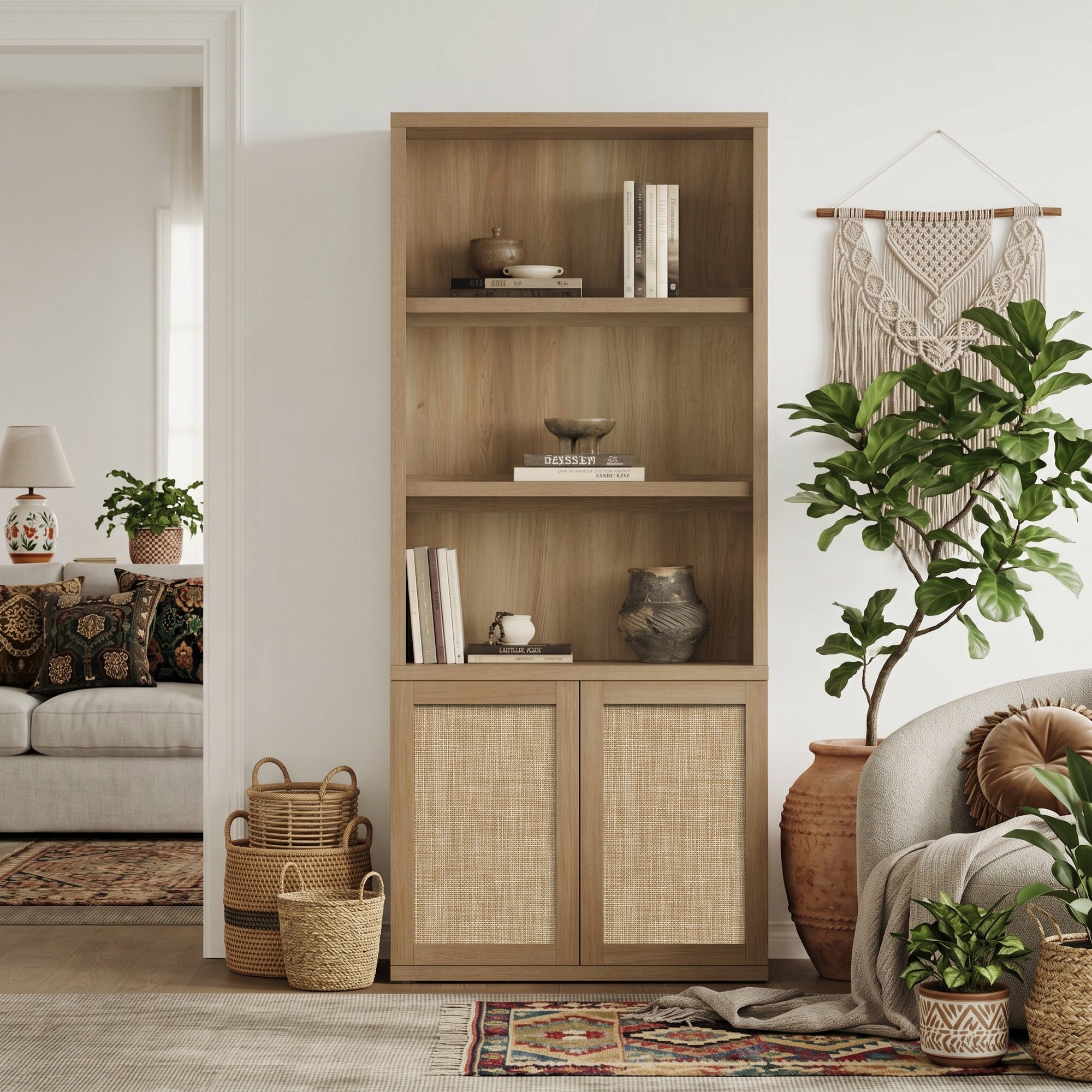 Zura 71-Inch Tall Bookcase with 2 Doors