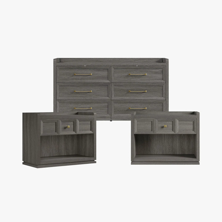 Helio 6-Drawer Dresser and Nightstands Set For Living Room