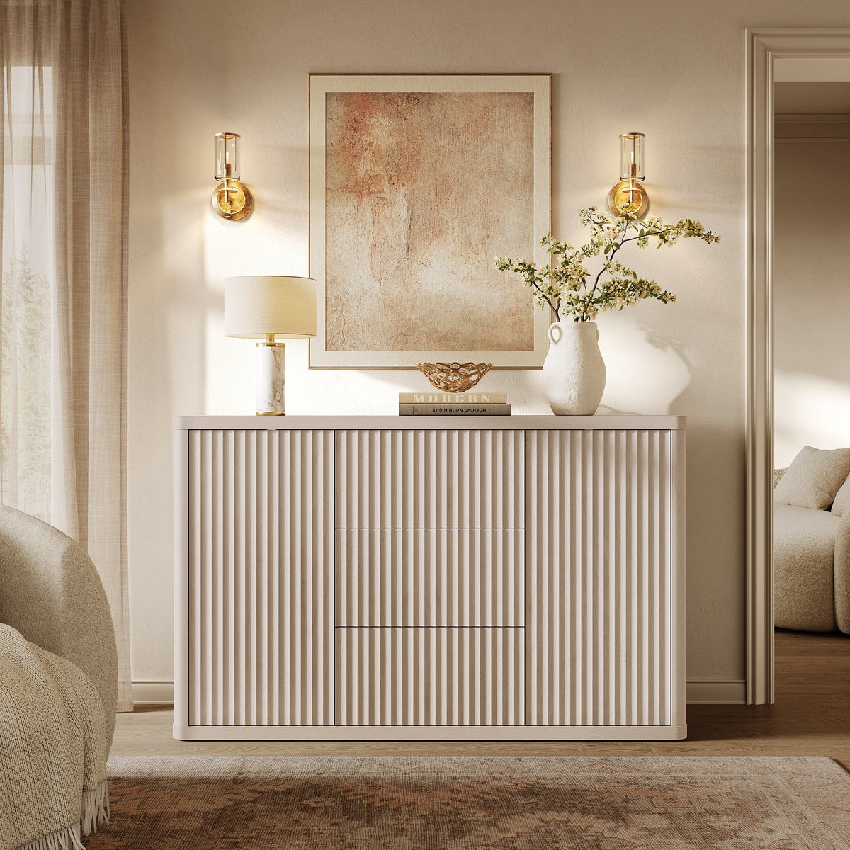 Cas Contemporary Sideboard Cabinet with Storage - Grey Alder - 2 Pieces