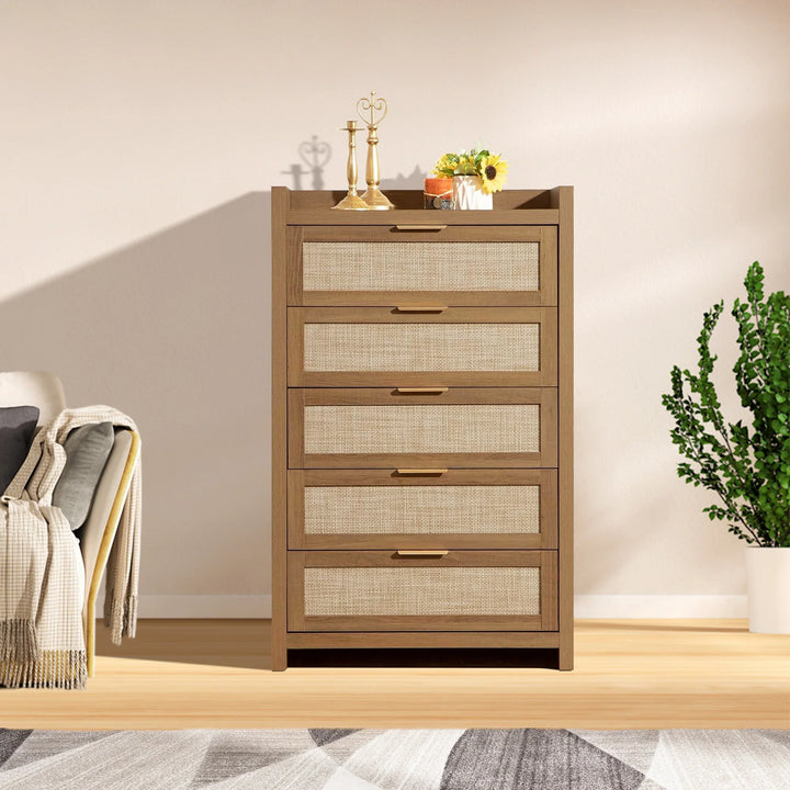 Savanna Rattan Dresser, 5 Drawers, Wide Chest of Drawers | Sicotas SICOTAS Savanna Rattan Dresser, 5 Drawers, Wide Chest of Drawers | Sicotas SICOTAS