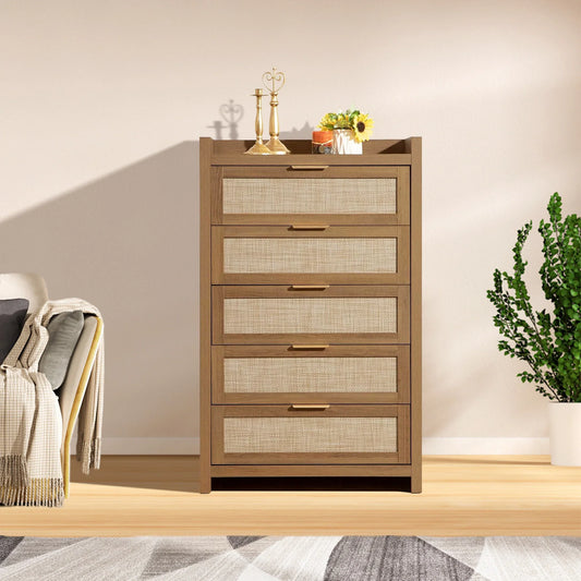 Savanna Rattan Dresser, 5 Drawers