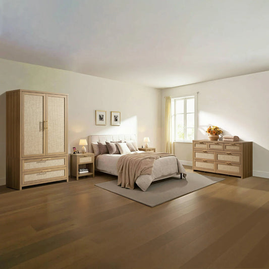 Savanna Wardrobes Closet, Dresser and Nightstand with Charging Set
