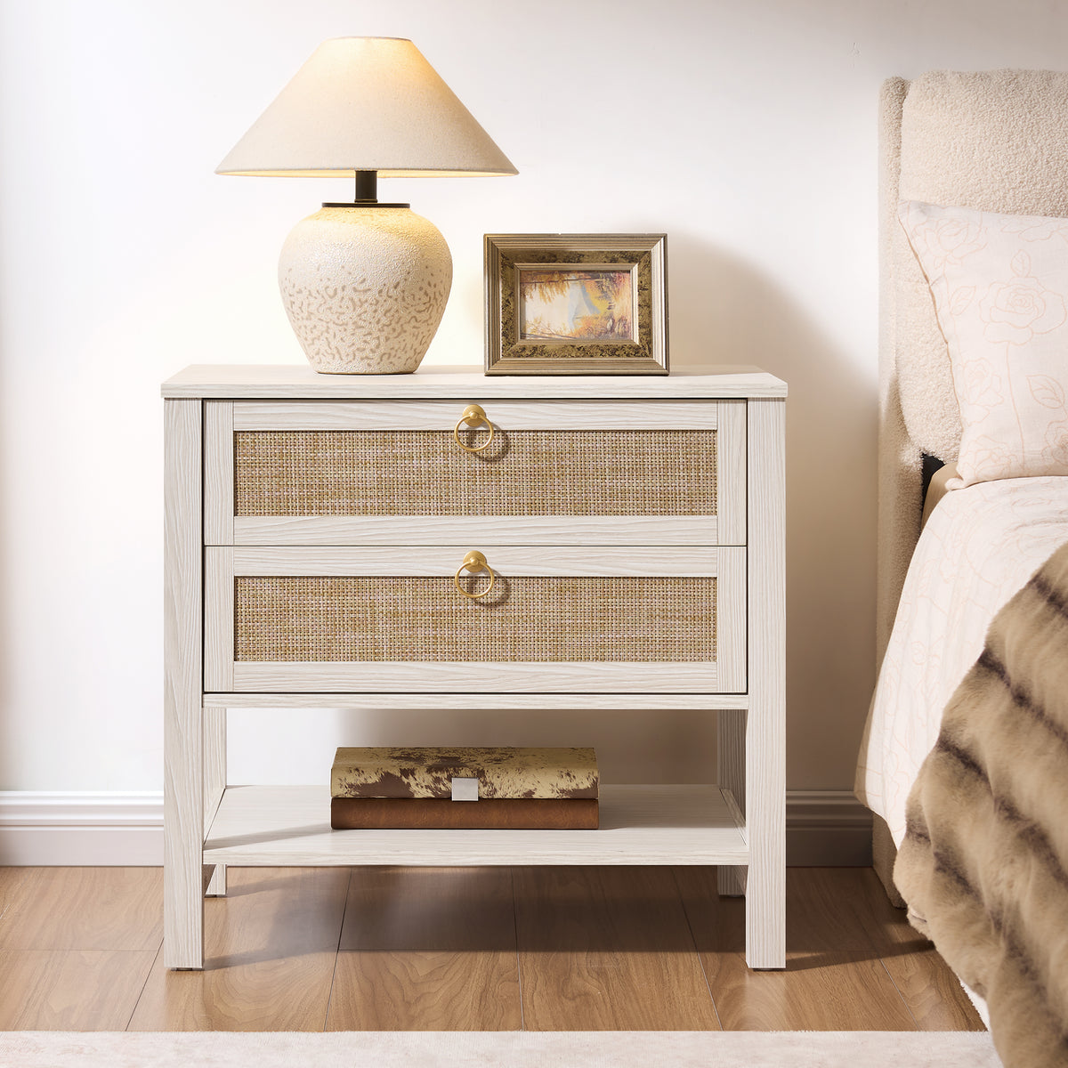 Terra White Nightstand, 25.6Inch Height