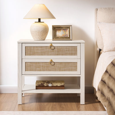 Terra White Nightstand, 25.6Inch Height - Scene