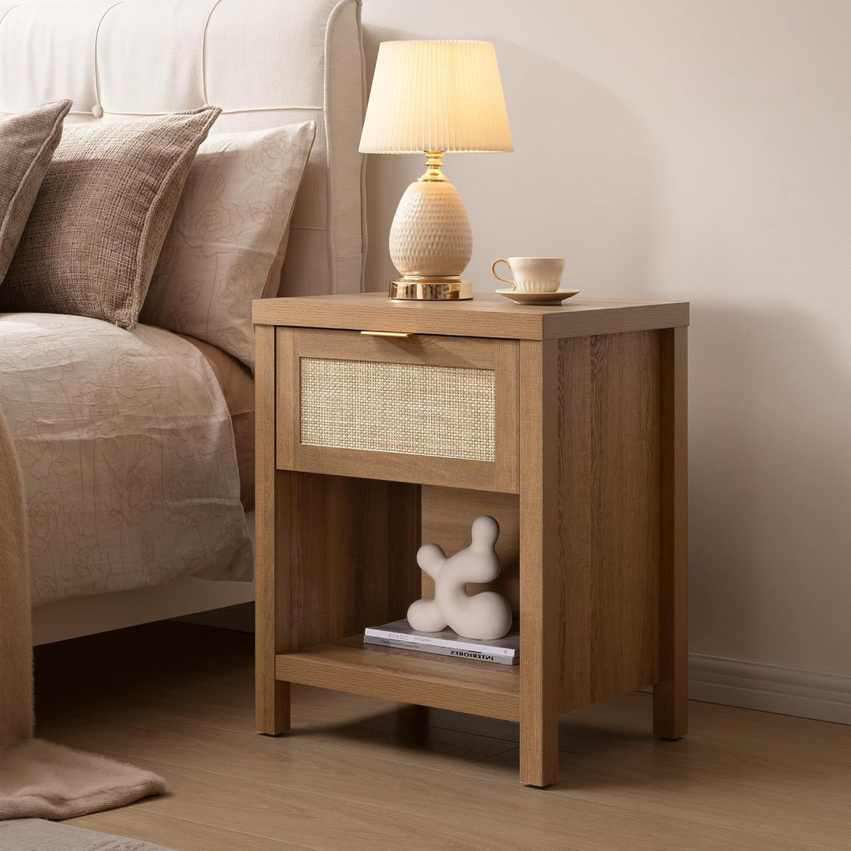 Savanna Rattan Nightstand - 2 Pieces - Reclaimed Light Oak