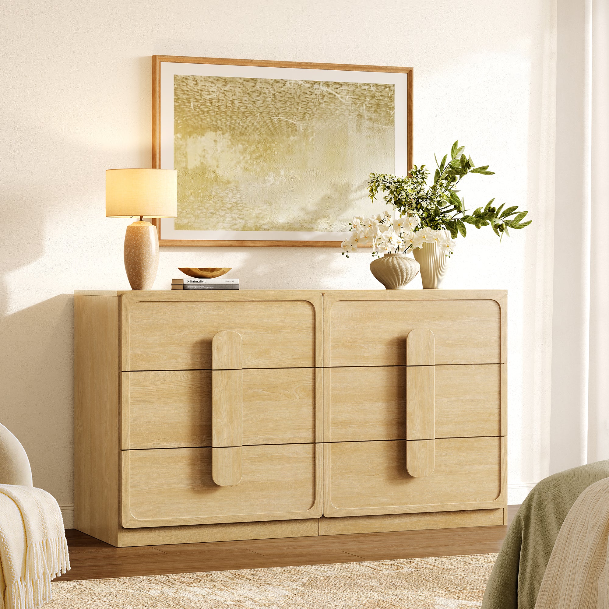 Arcus Bedroom Dresser with 6 Drawers, 53.5Inch Wide
