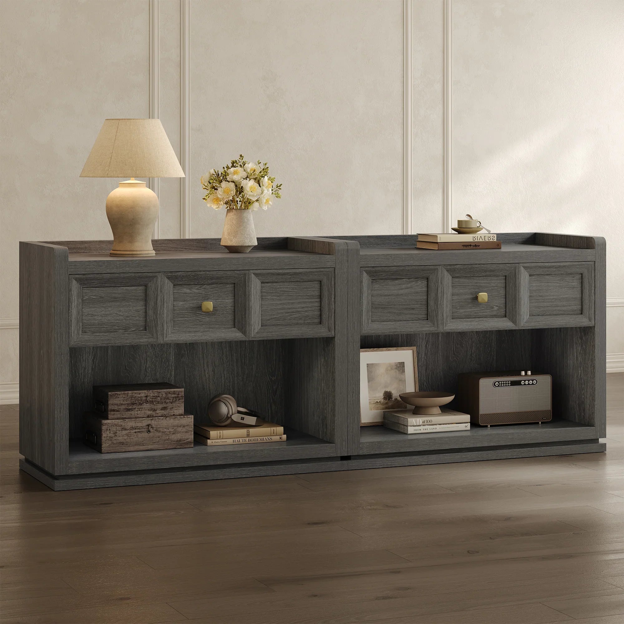 Helio 6-Drawer Dresser and Nightstands Set For Bedroom