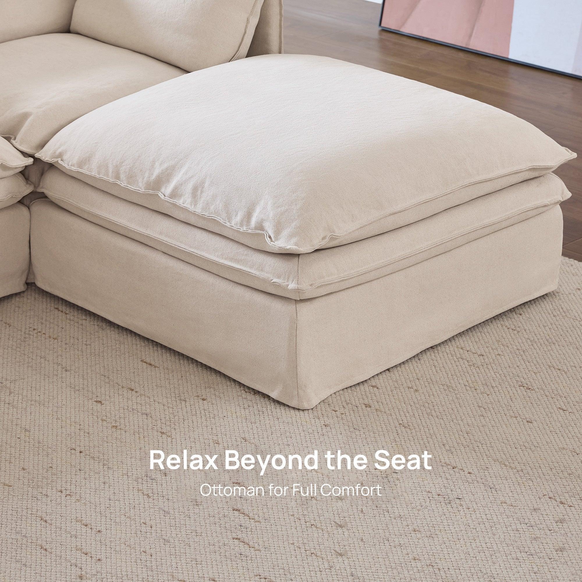 Eira L-Shape Sofa of 3 Seaters with Ottoman