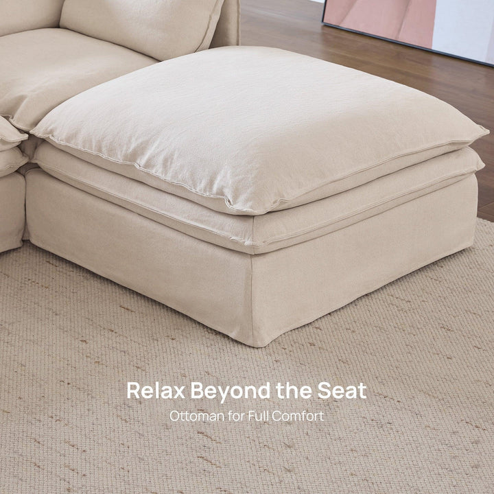 Eira L-Shape Sofa of 3 Seaters with Ottoman