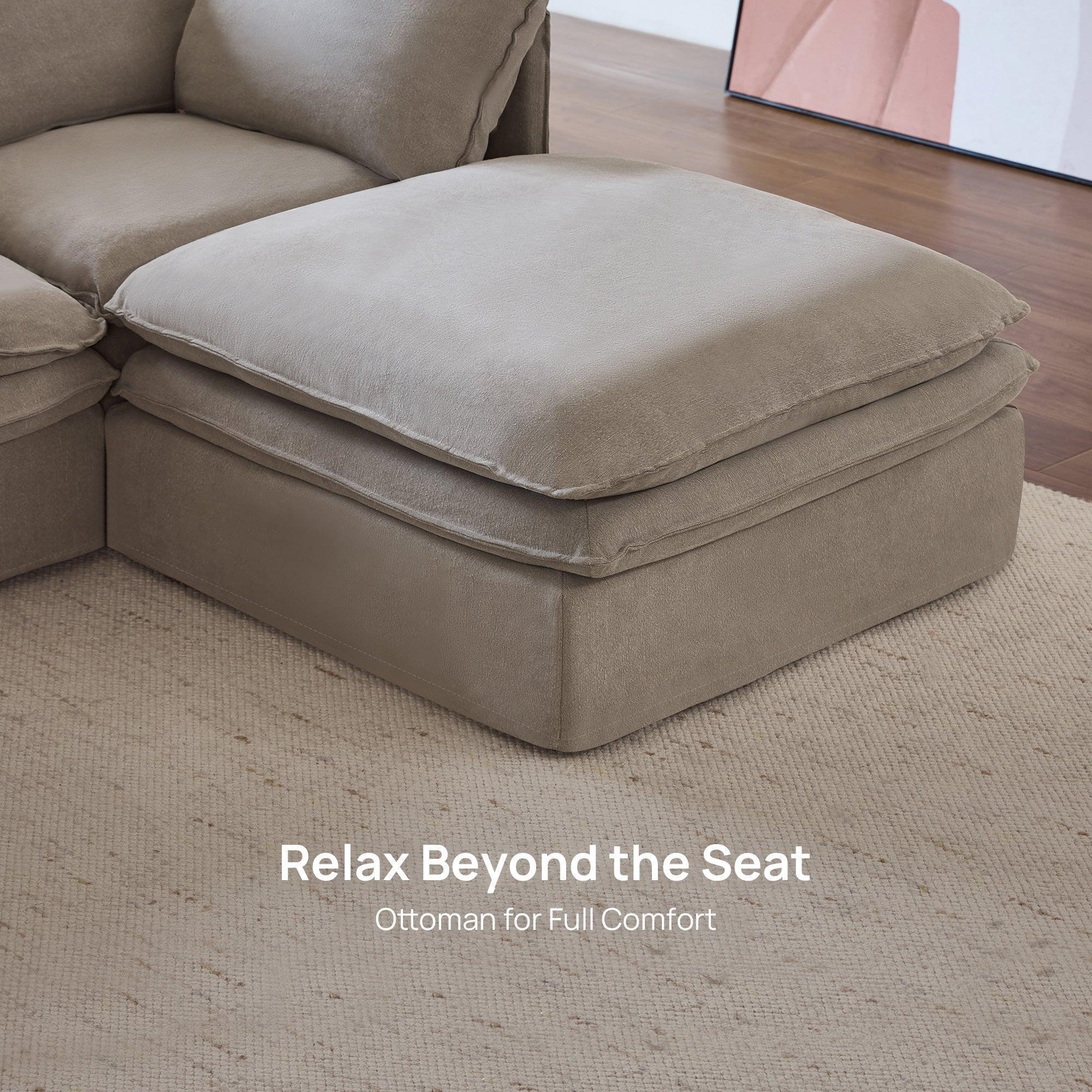 Eira L-Shape Sofa of 3 Seaters with Ottoman