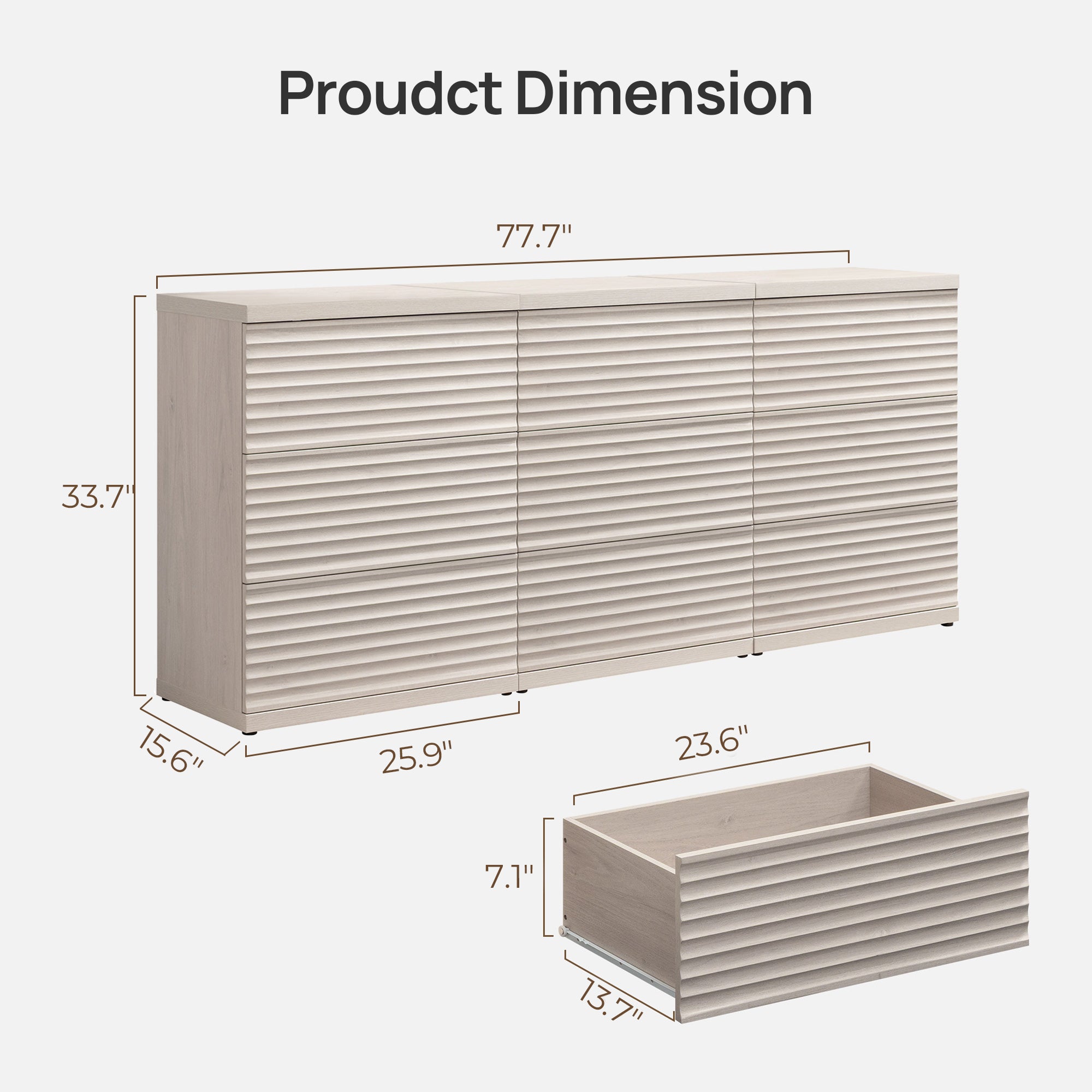 Stria Modular Dresser, 9 Drawers