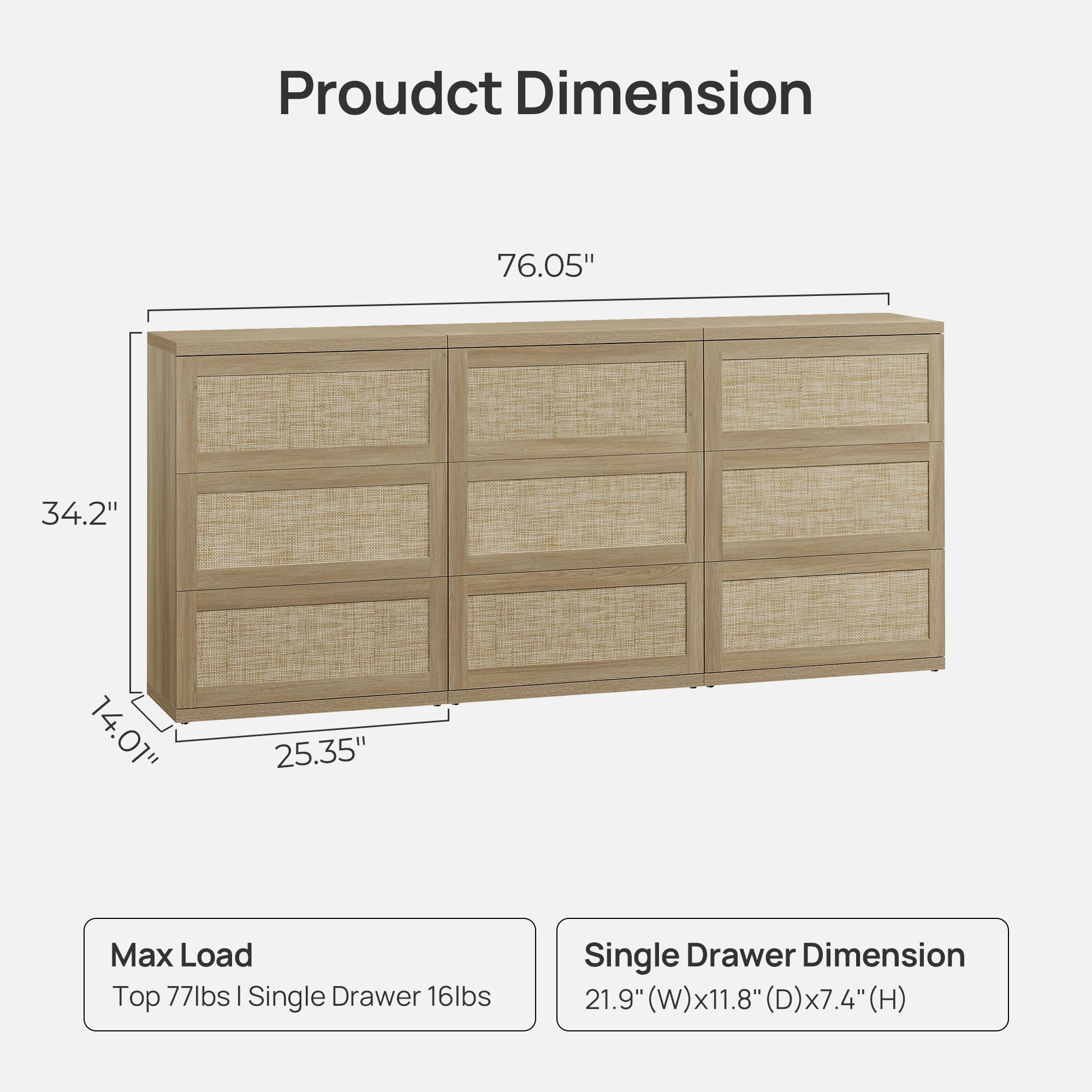 Zura Modular Dresser, 34.2 Inches Tall