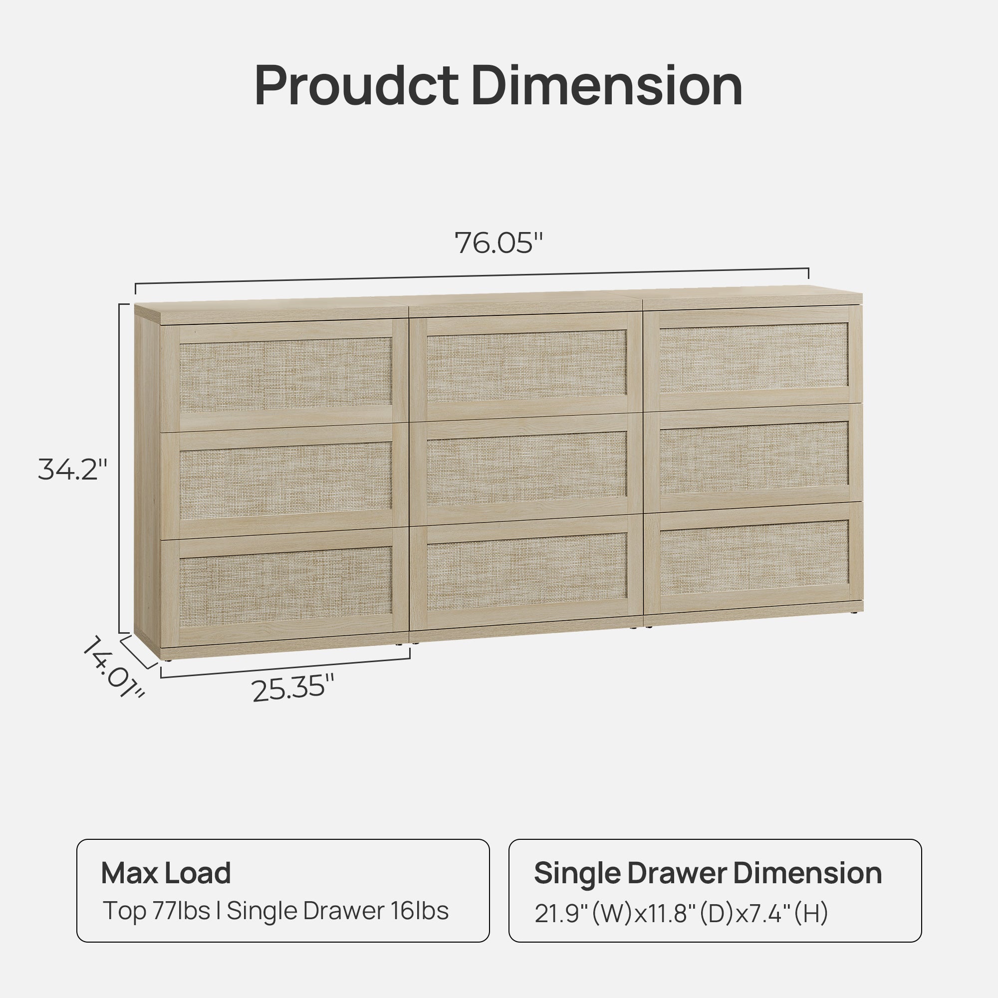 Zura Rattan Sectional Dresser, Large Size Option