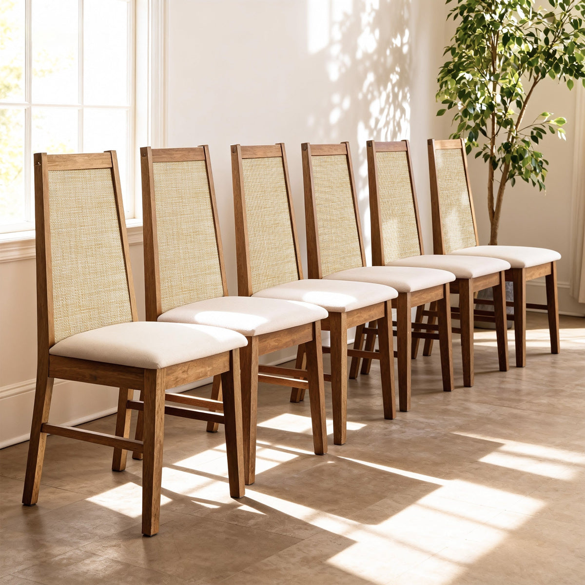 Savanna Upholstered Dining Chair, Solid Wood Frame, Set of 6