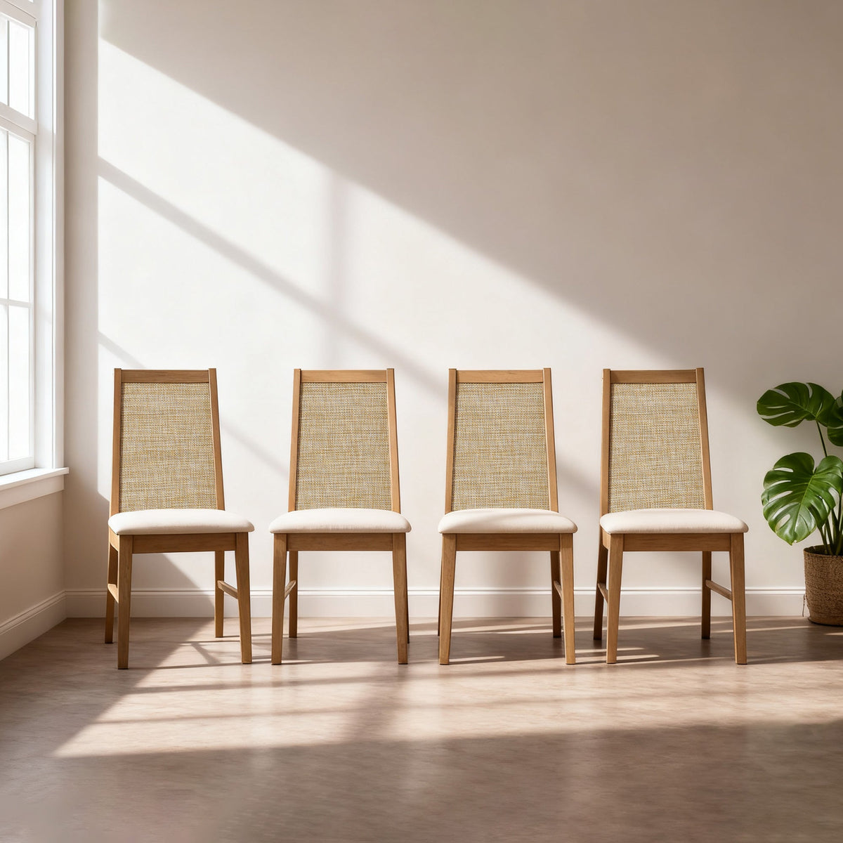 Savanna Upholstered Dining Chair, Solid Wood Frame, Set of 4