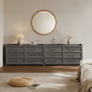Helio Black Dresser, 6 Drawers, Set of 2