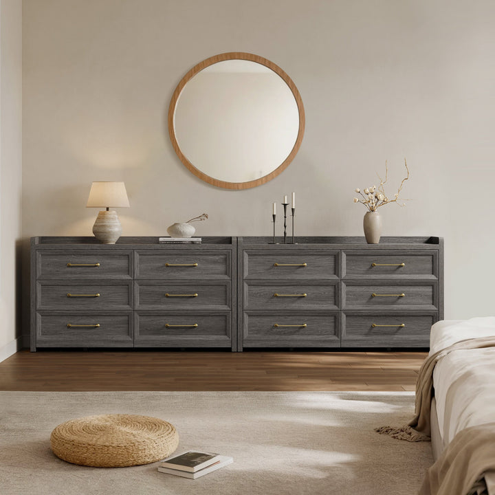 Helio Black Dresser, 6 Drawers, Set of 2